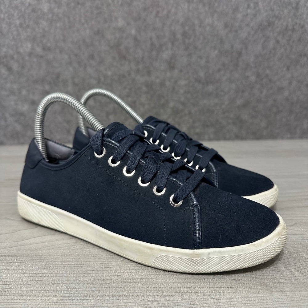 Vionic Brinley Women's Sz 7 Navy Blue Water Resistant Suede Lace Up Sneakers